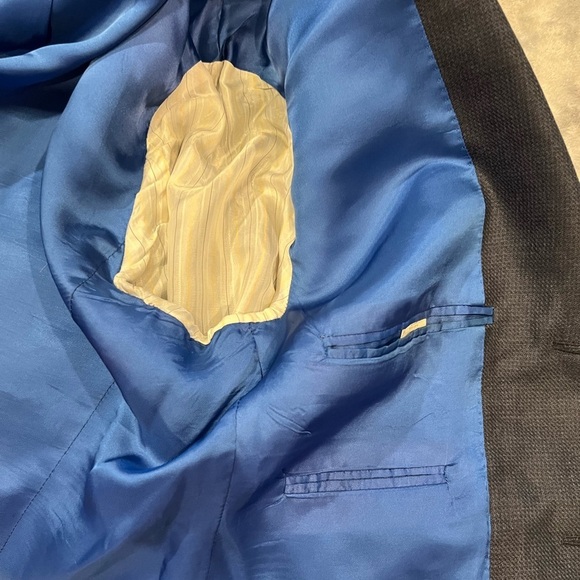 Michael Kors Suit Jacket Men Size 42 Long Navy Blue Wool/silk 3 Button Closure - Picture 9 of 10